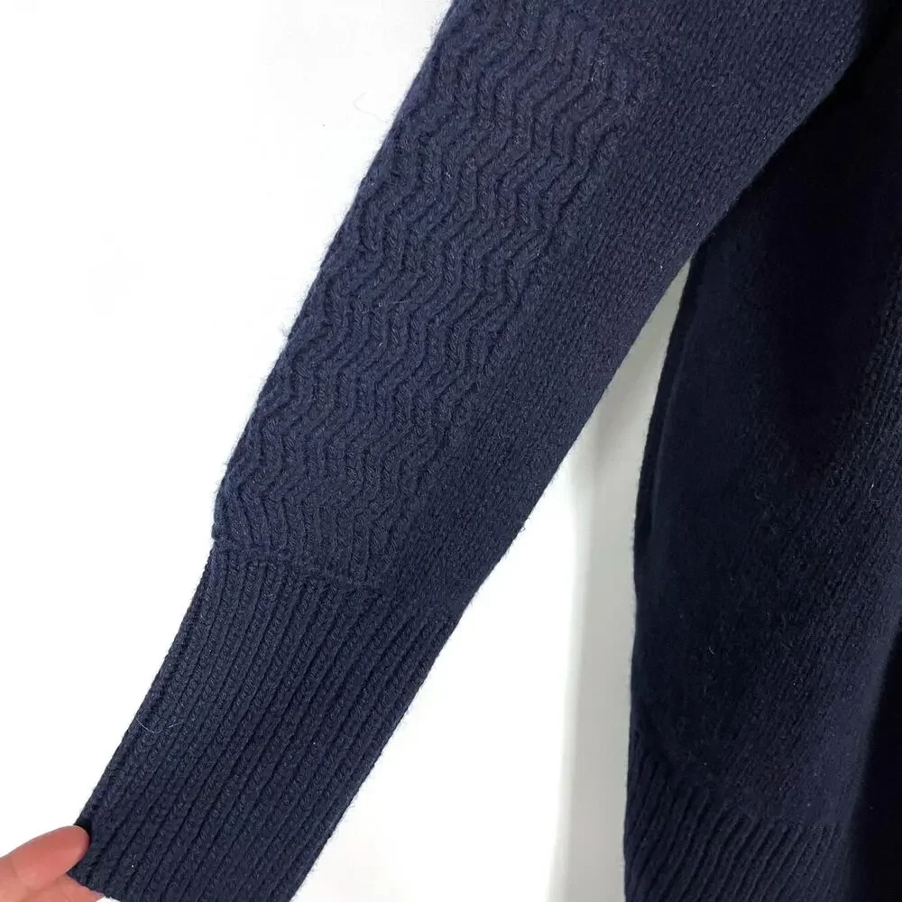 Zadig & Voltaire Cyan Cashmere Cardigan Navy Blue Open Front‎ Long Sleeve Sz M - Picture 10 of 12